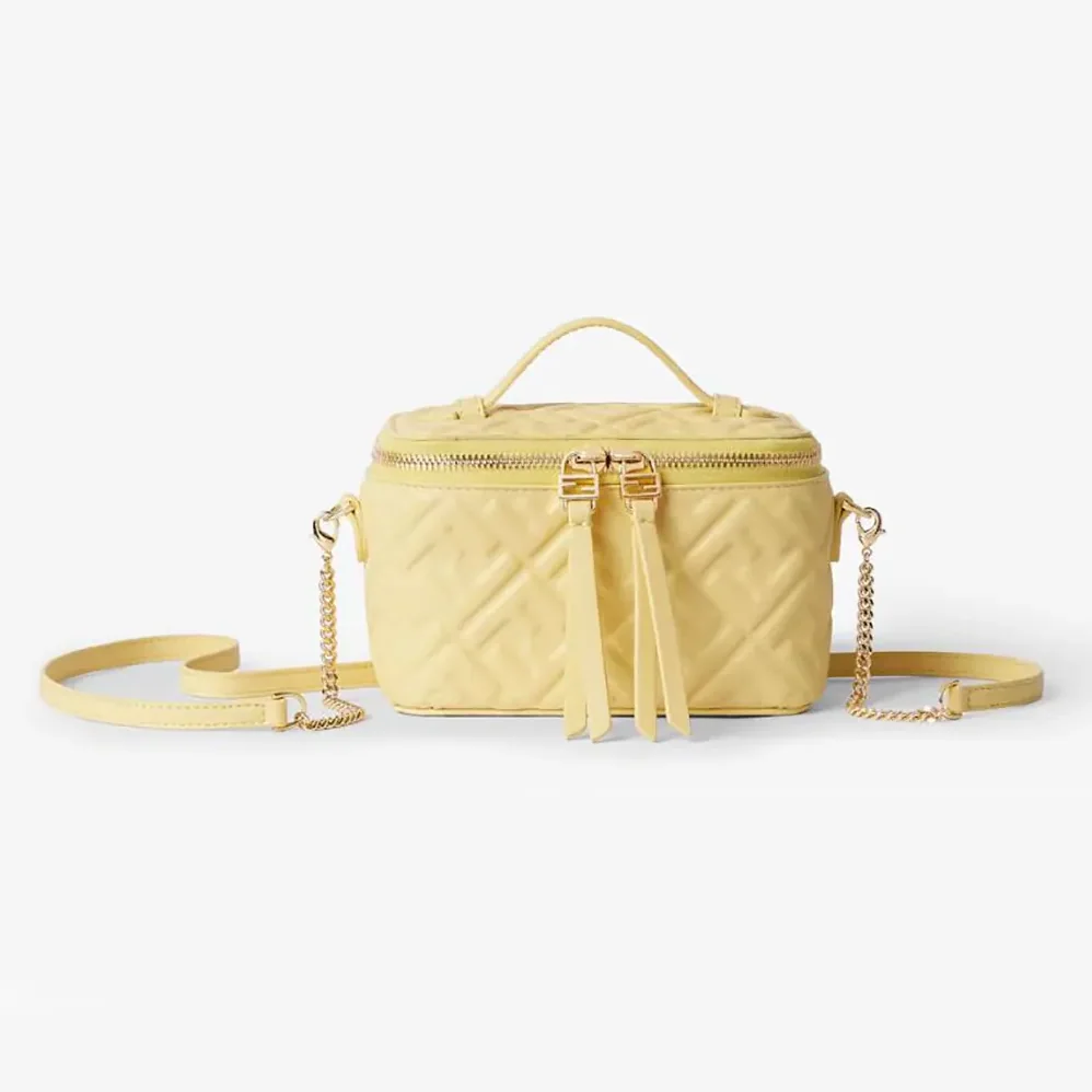 Fendi Vanity Yellow Nappa Leather Mini for Women in Bag With Ff Motif Fendi Vanity Yellow Nappa Leather Mini for Women in Bag With Ff Motif