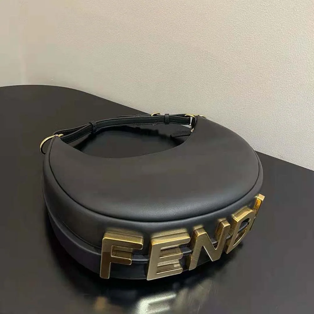 Fendi Fendigraphy Small Black Leather Bag for Women in Black Fendi Fendigraphy Small Black Leather Bag for Women in Black