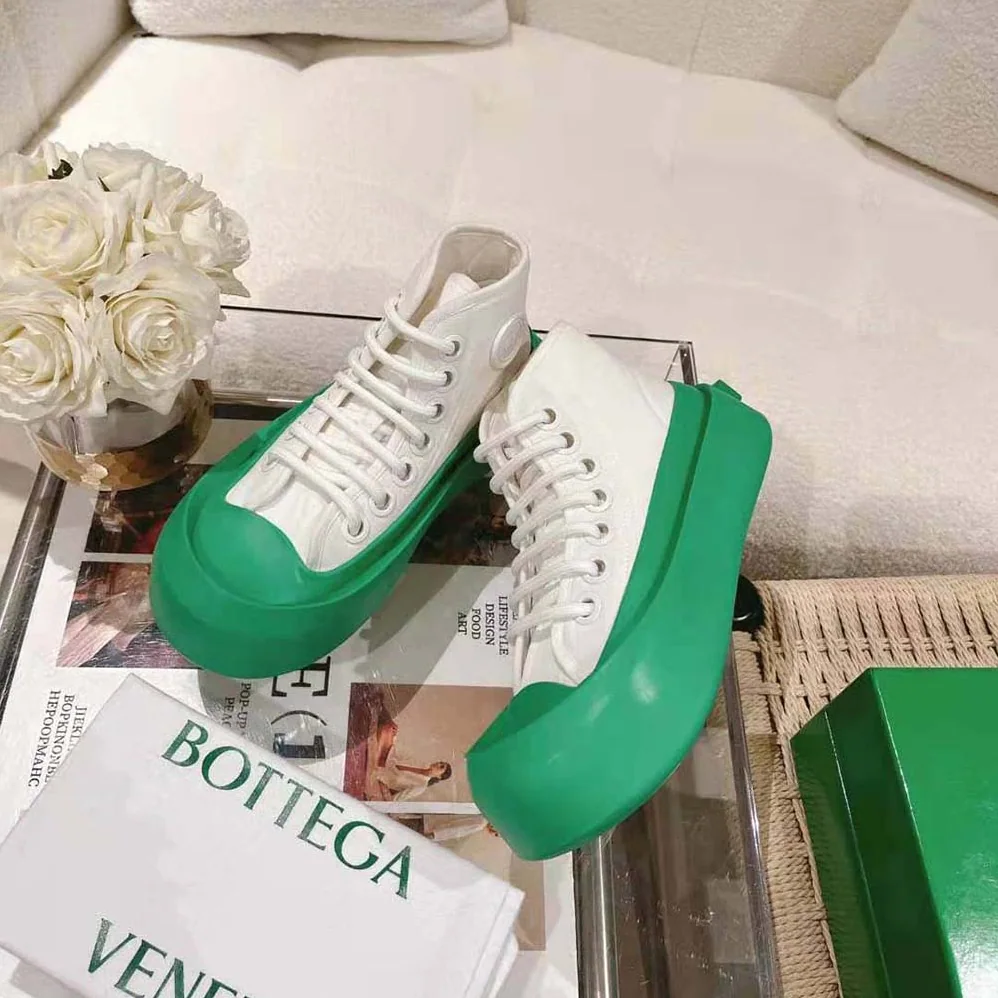 Bottega Veneta Jumbo Sneaker Nylon High Top Lace-up Sneakers for Unisex in Green Bottega Veneta Jumbo Sneaker Nylon High Top Lace-up Sneakers for Unisex in Green