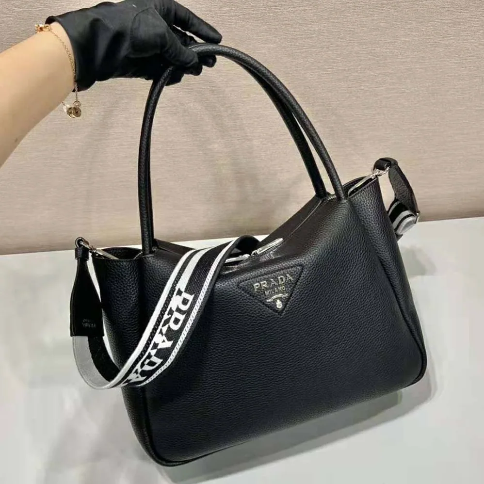 Prada Large Leather Handbag for Women in Black Prada Large Leather Handbag for Women in Black