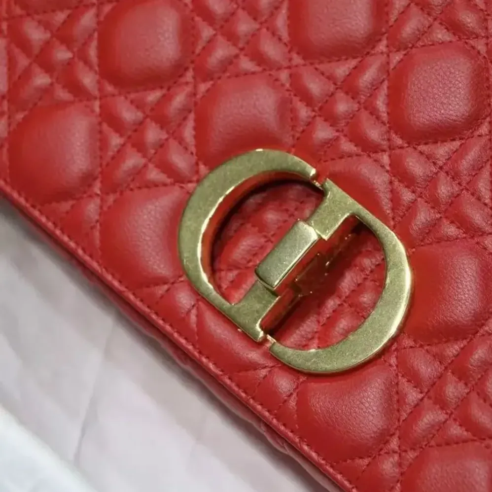 Dior Large Dior Caro Bag Red Soft Cannage Calfskin for Women Dior Large Dior Caro Bag Red Soft Cannage Calfskin for Women