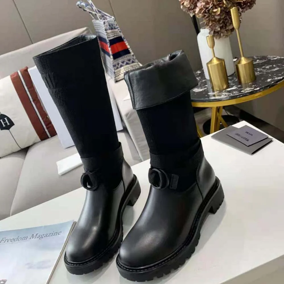 Dior D-Major Boot Black Technical Fabric and Calfskin for Women
