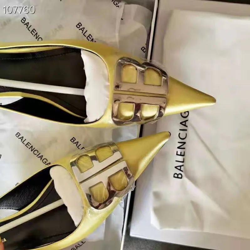 Balenciaga BB Flat Slingback Ballerina Satin 5mm Arch for Women in Yellow