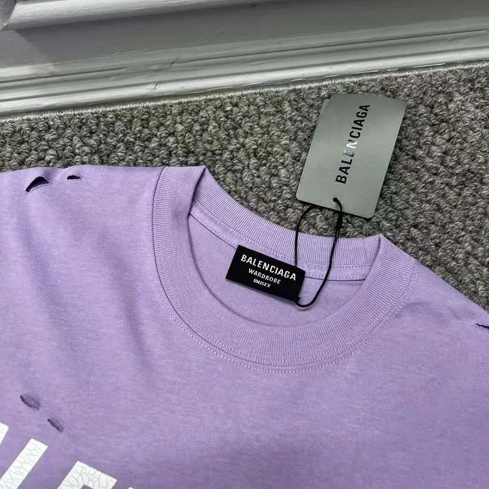 Balenciaga Destroyed T-shirt Boxy Fit in Purple for Women