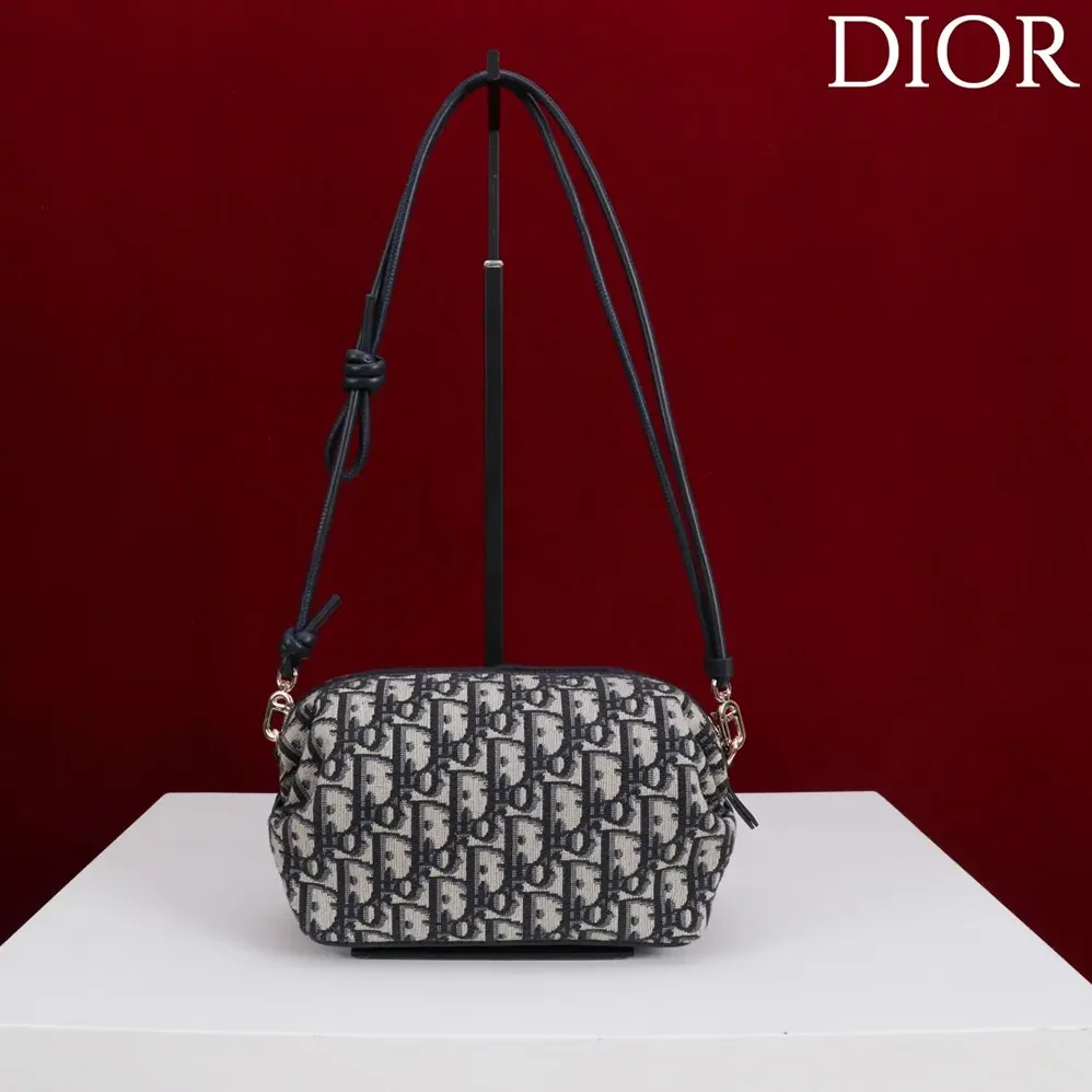 Dior Bow Pouch Blue Dior Oblique Jacquard for Women