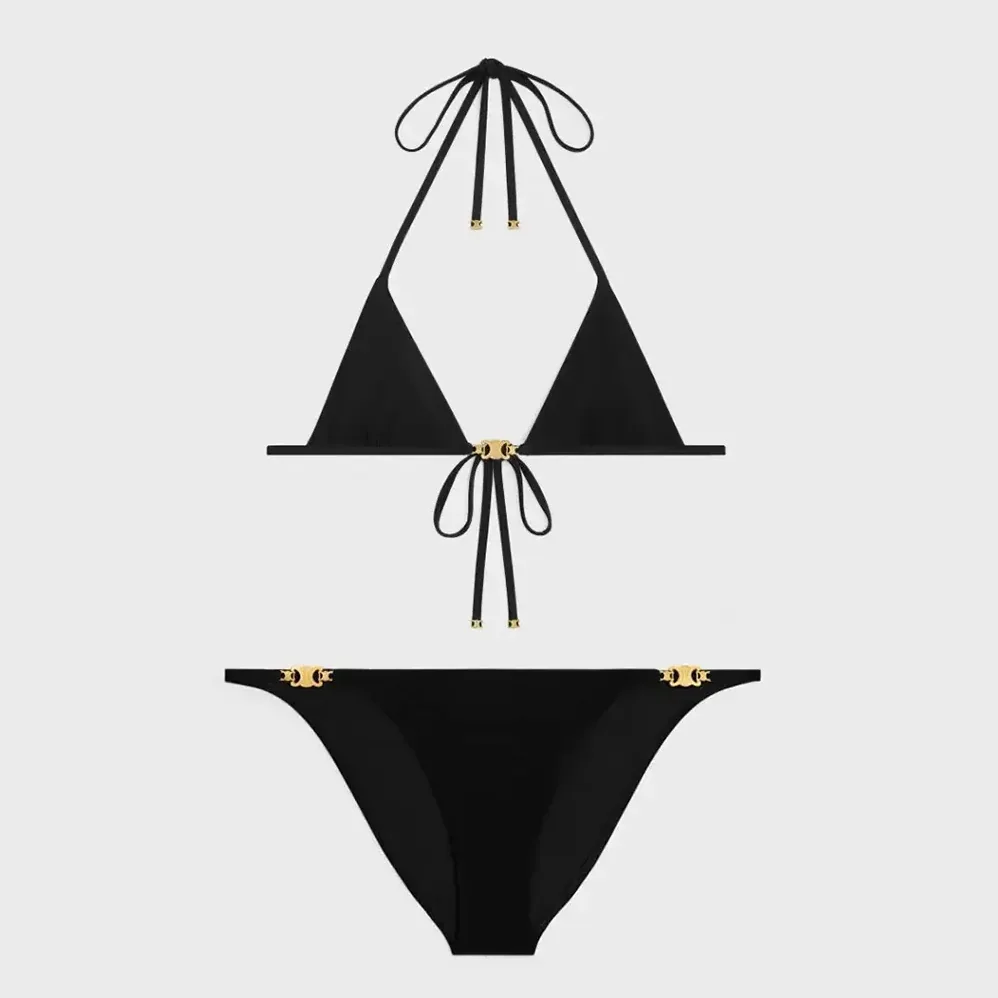 Celine Triomphe Triangle Top / Swimsuit Bottom in Matte Jersey 2X24M152C.38NO for Women