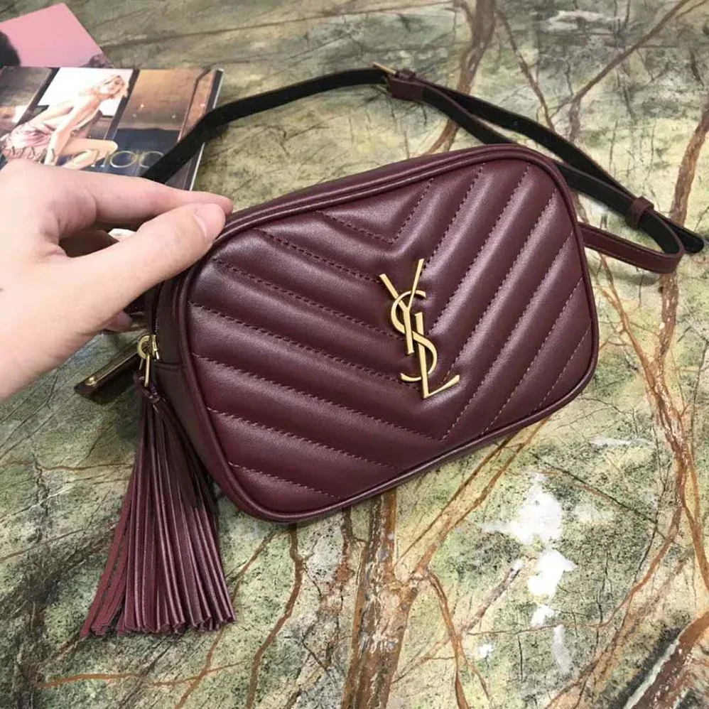 Saint Laurent YSL Lou Camera Bag Matelasse Leather for Women in Maroon