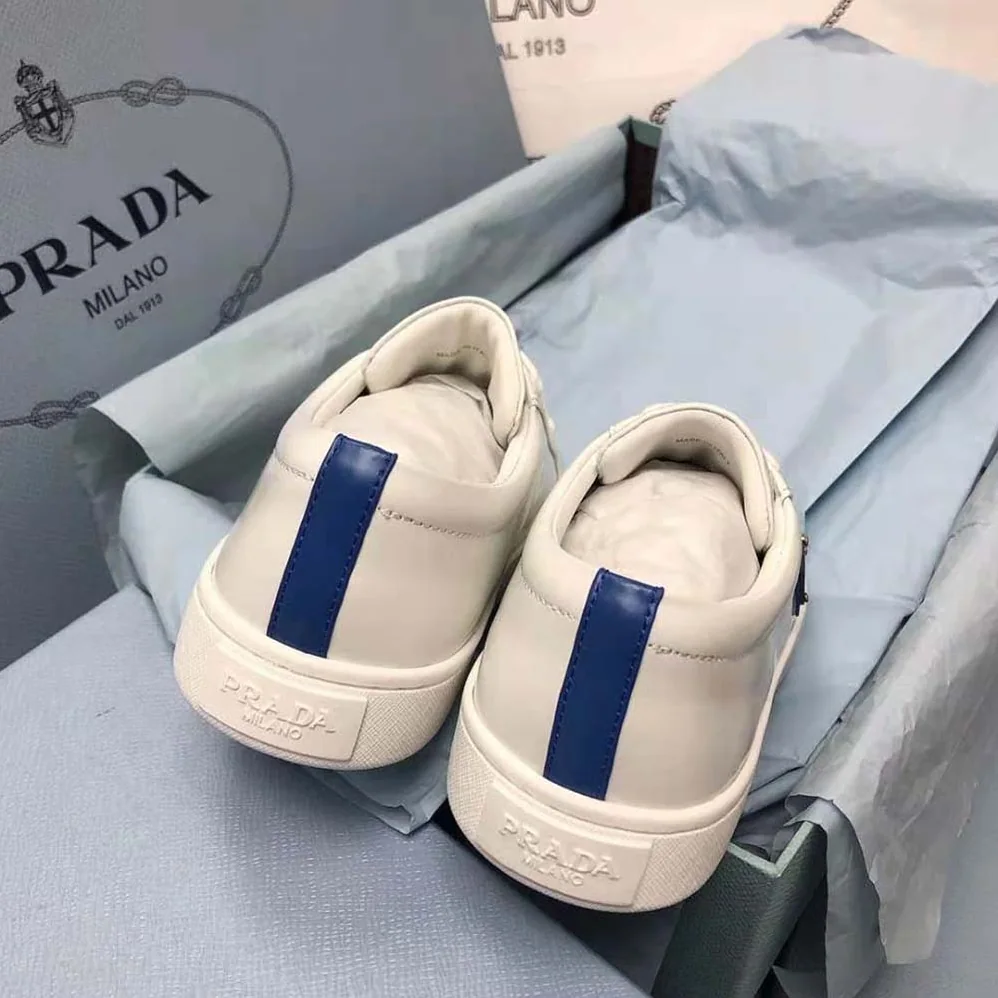 Prada Brushed Leather Sneakers for Men in Blue Prada Brushed Leather Sneakers for Men in Blue