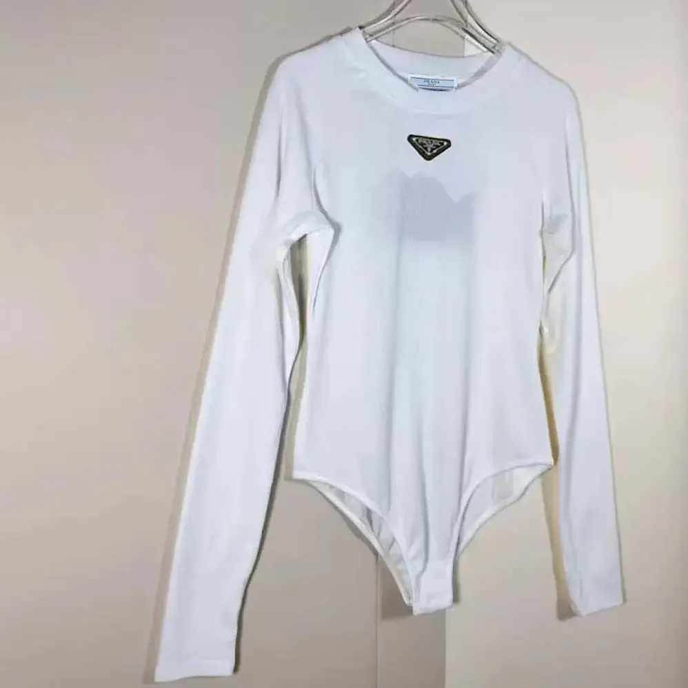 Prada Ribbed Knit Jersey Bodysuit for Women in White