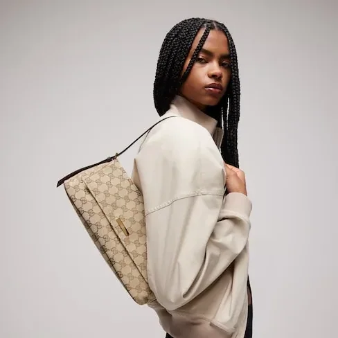 Gucci Madison Medium Shoulder Bag / Sand/ Dark Brown Gold Hardware