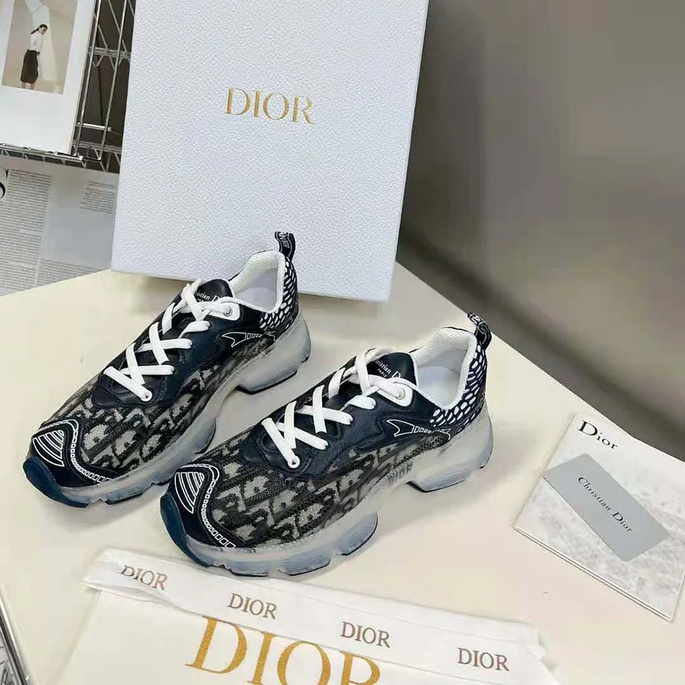 Dior Vibe Sneaker Deep Blue Dior Oblique Technical Fabric and Transparent Rubber for Women
