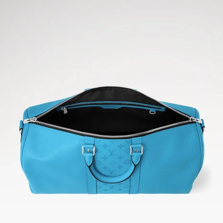 Louis Vuitton Keepall Bandouliere 50 Travel Bag in Tropical Blue Silver Hardware