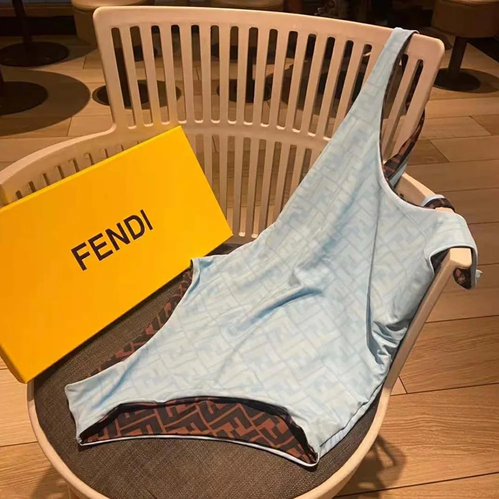 Fendi One-Piece Swimsuit Light Blue Lycra Swimsuit for Women Fendi One-Piece Swimsuit Light Blue Lycra Swimsuit for Women