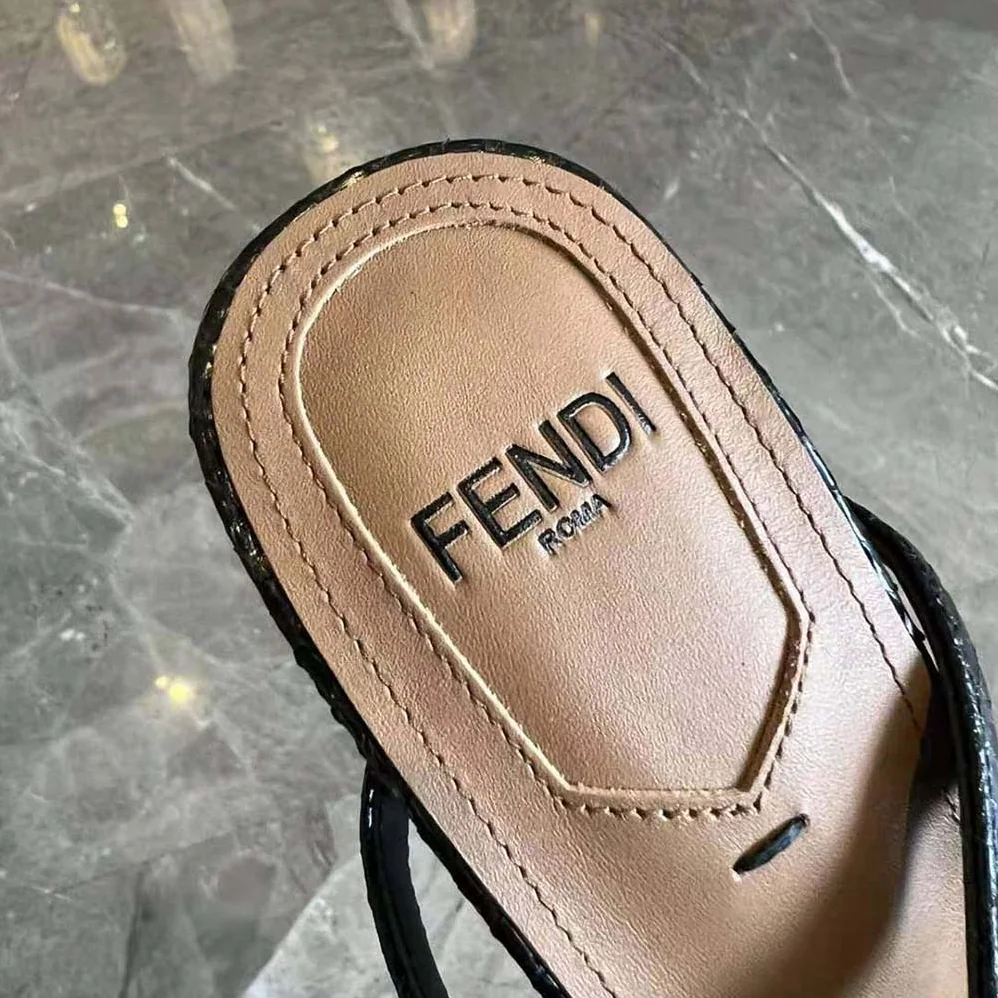Fendi Delfina Black Karung High for Women in heeled Sandals Fendi Delfina Black Karung High for Women in heeled Sandals
