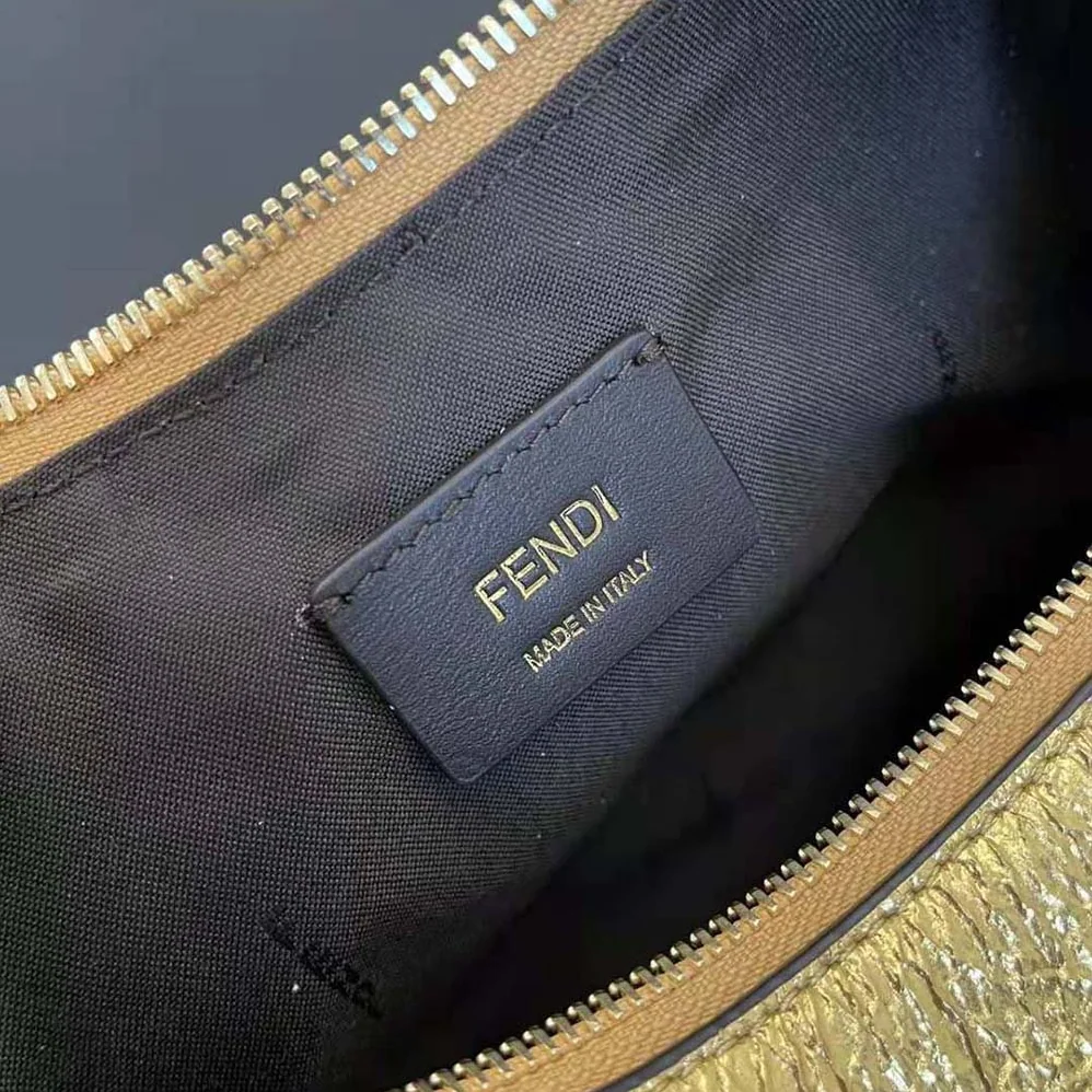 Fendi Fendigraphy Small Gold Laminated Leather Bag for Women
