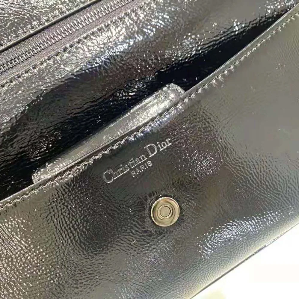 Dior Medium Diordouble Bag Black Crinkled Patent Lambskin for Women Dior Medium Diordouble Bag Black Crinkled Patent Lambskin for Women