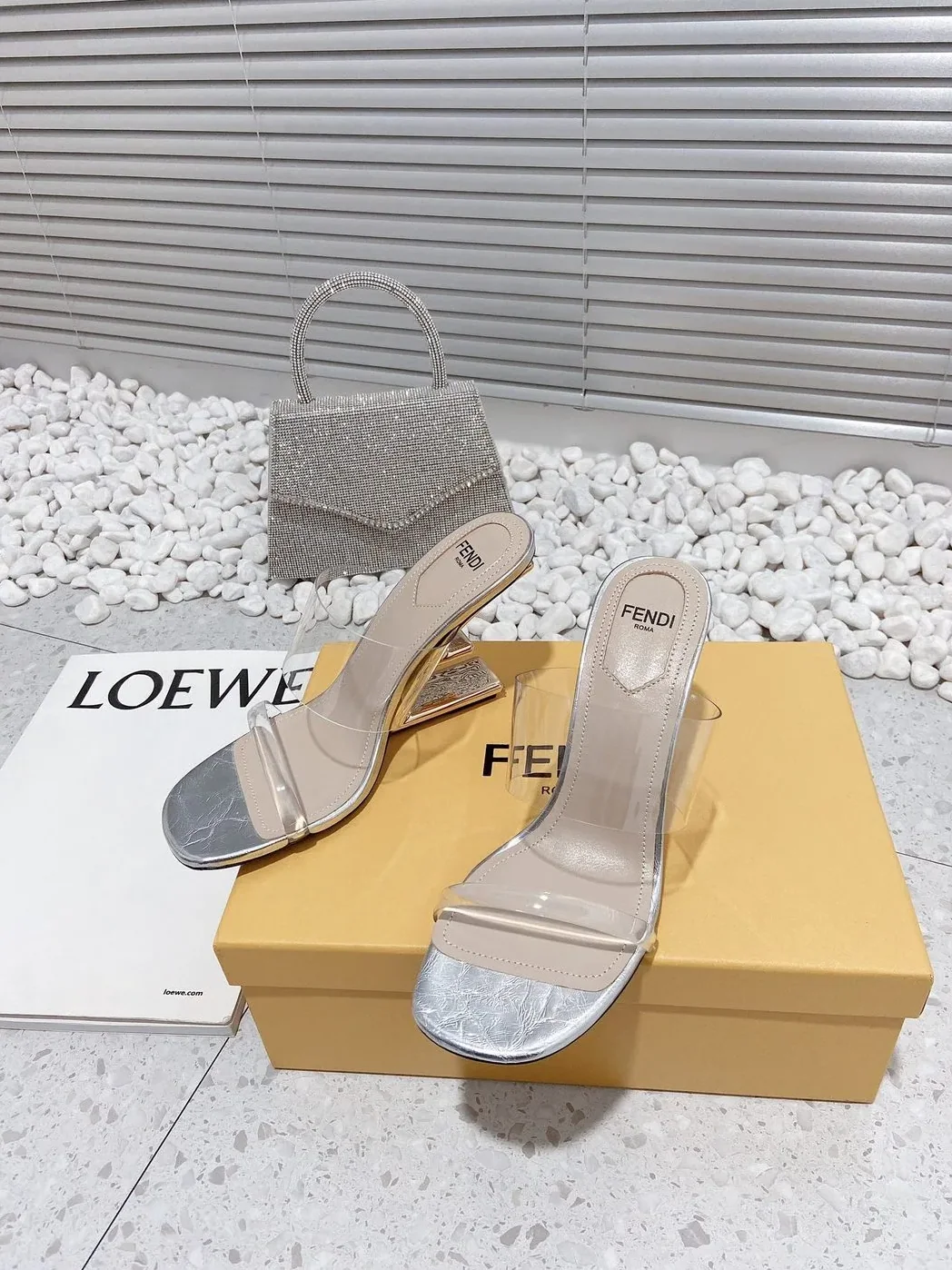 Fendi First Silver Transparent Medium in Heeled Sandals Fendi First Silver Transparent Medium in Heeled Sandals