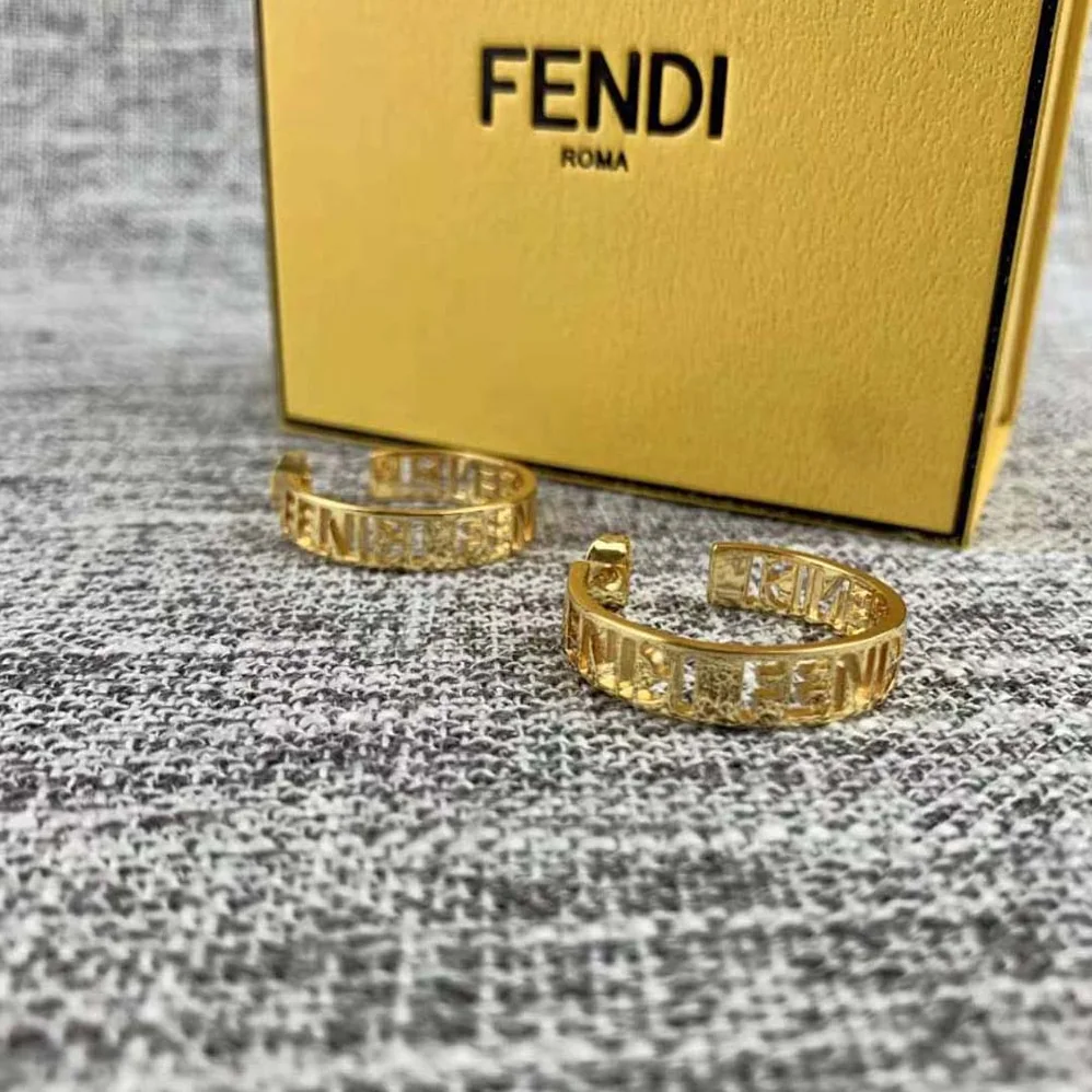 Fendi Small Signature Earrings Gold for Women in colored
