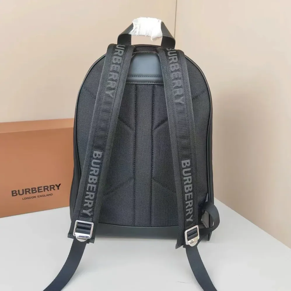 Burberry Logo Print ECONYL Backpack for Men in Black