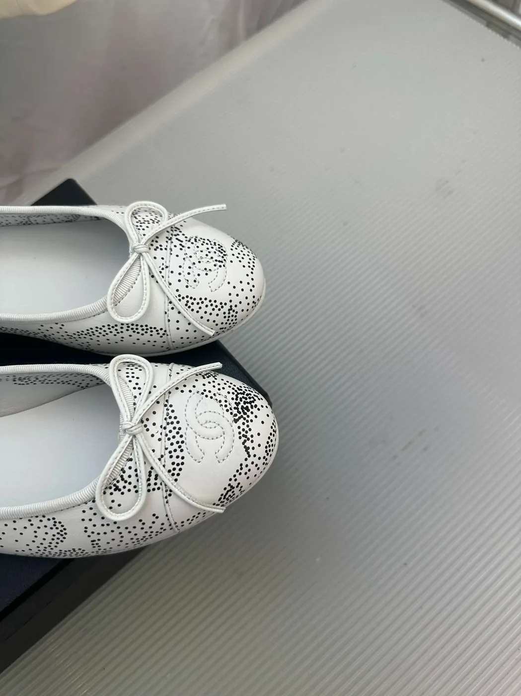 Chanel Cambon Ballet Flats White