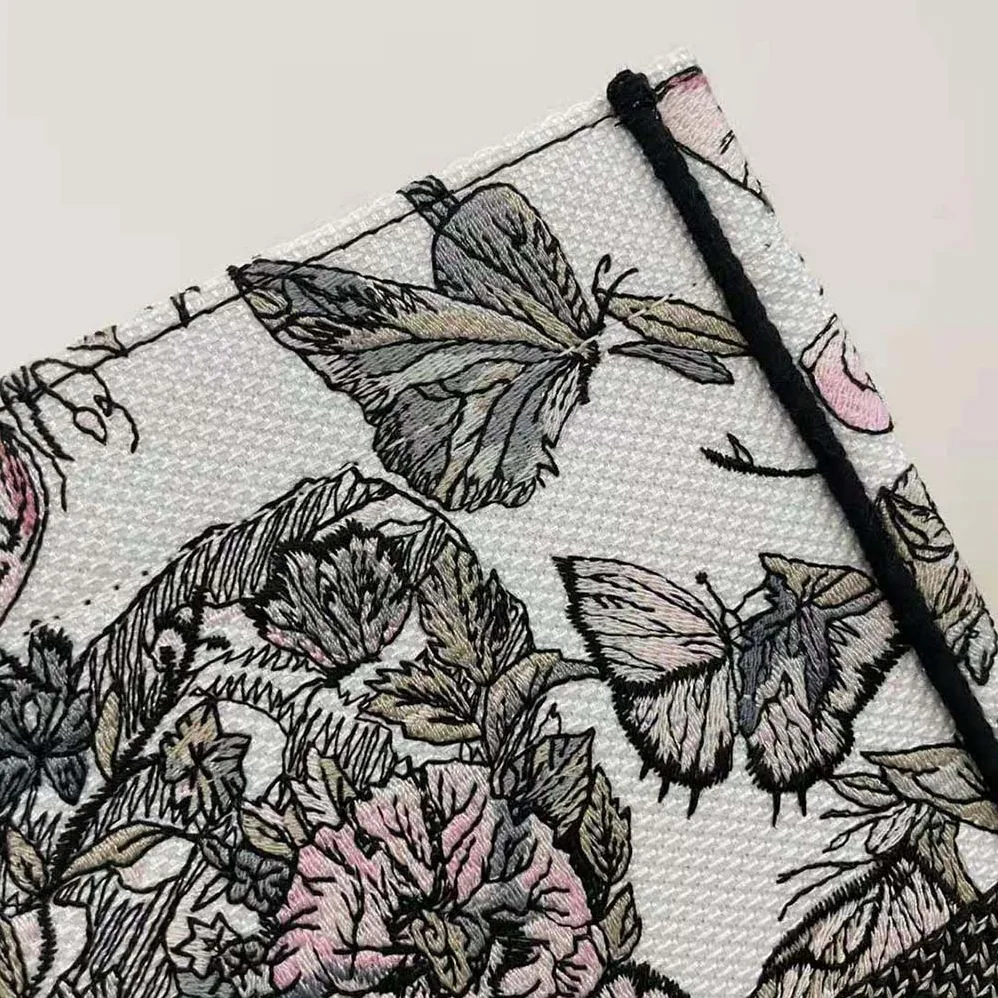 Dior Large Dior Book Tote White and Pastel Pink Butterfly Around The World Embroidery for Women Dior Large Dior Book Tote White and Pastel Pink Butterfly Around The World Embroidery for Women