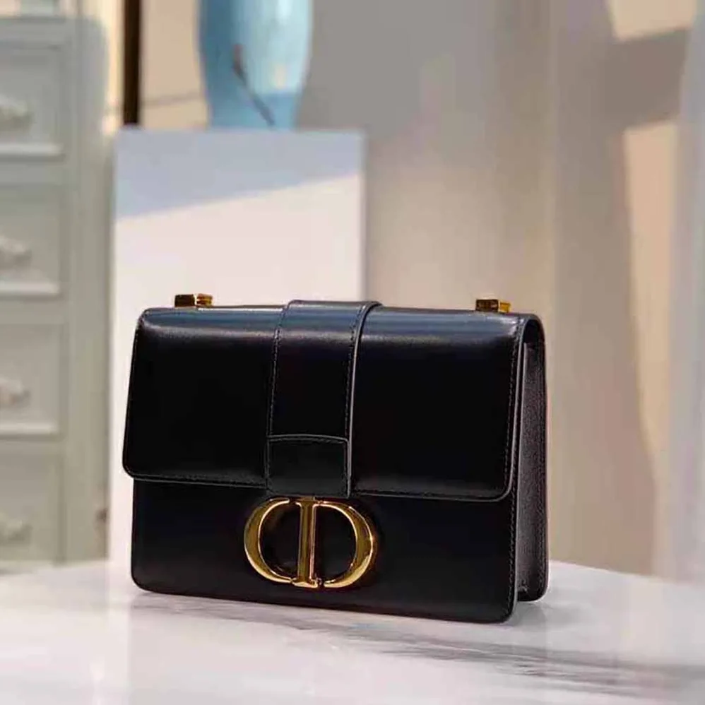 Dior 30 Montaigne Bag Des Vents Box Calfskin for Women in Black