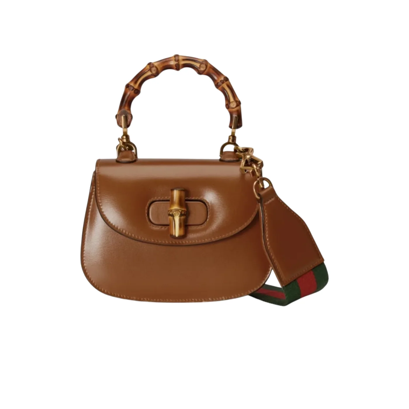 Gucci Bamboo 1947 Mini Top Handle Bag in Brown Gold Hardware