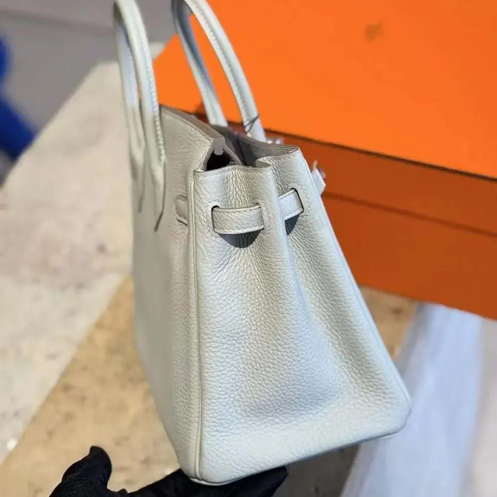 Hermes Birkin 25 Bag in Epsom Leather with Silver Hardware in Blue Glacier Hermes Birkin 25 Bag in Epsom Leather with Silver Hardware in Blue Glacier