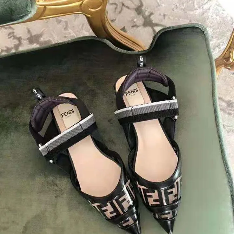 Fendi SABOTS Flats in PU and Leather for Women in Black