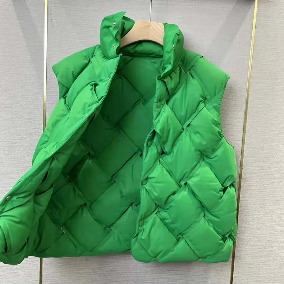 Bottega Veneta Intreccio Tech Nylon Vest for Women in Green