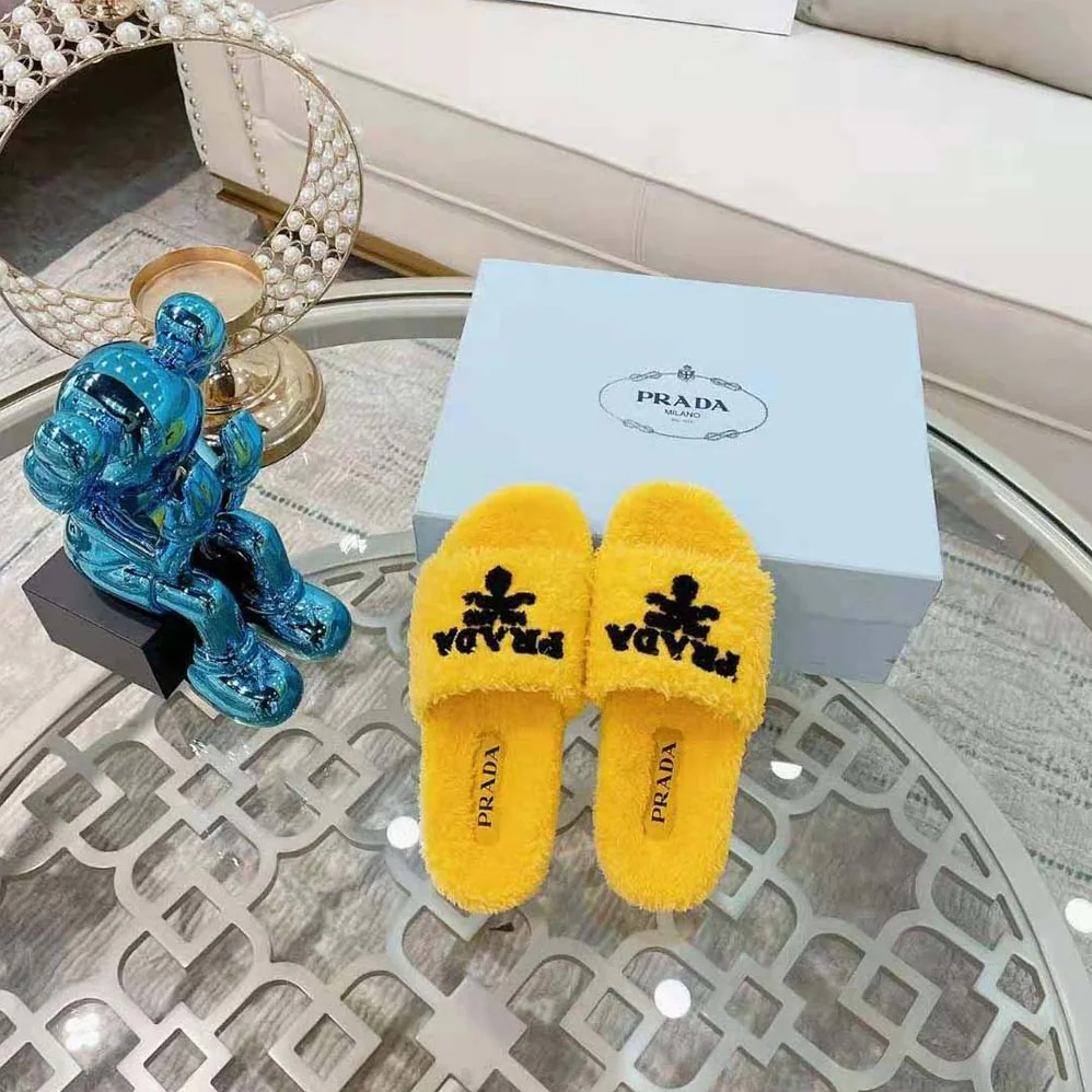 Prada Terry Cloth Slides for Women in Yellow