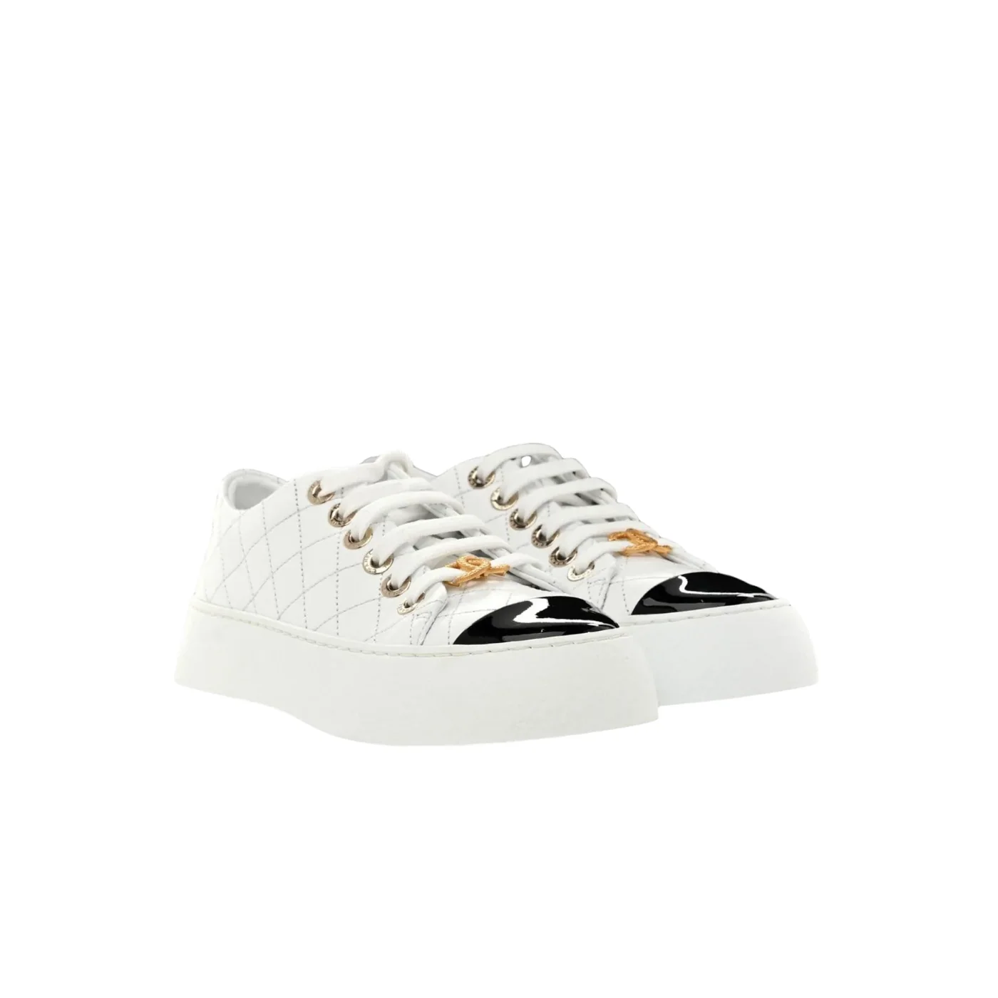 Chanel Platform Sneakers White in Black