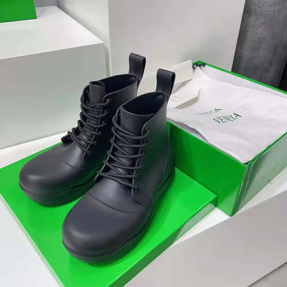 Bottega Veneta Puddle Lace-Up Ankle Boot for Unisex in Black Bottega Veneta Puddle Lace-Up Ankle Boot for Unisex in Black