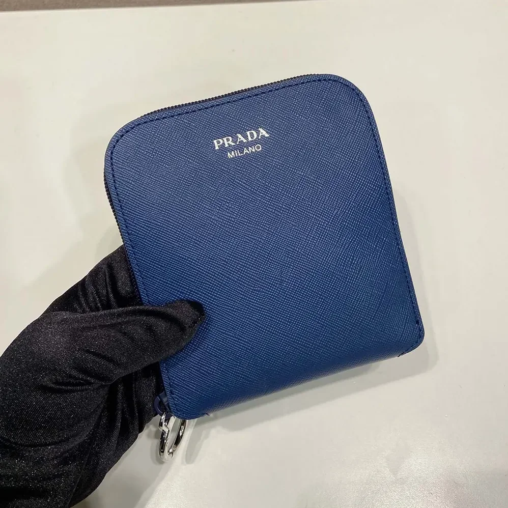 Prada Saffiano Leather Pendant With Re-Nylon Tote Bag for Women in Baltic Blue