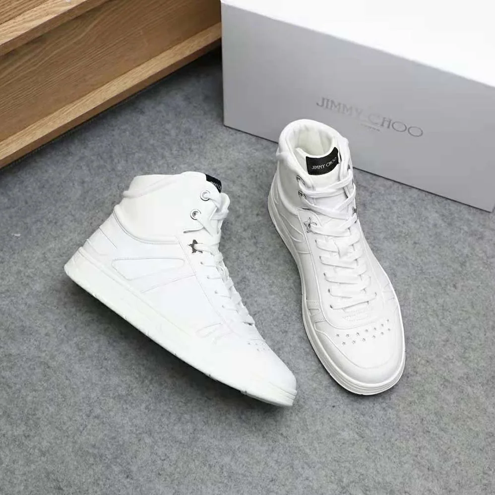 Jimmy Choo Hawaii Hi Top/M White Calf Leather High Top Trainers for Men Jimmy Choo Hawaii Hi Top/M White Calf Leather High Top Trainers for Men