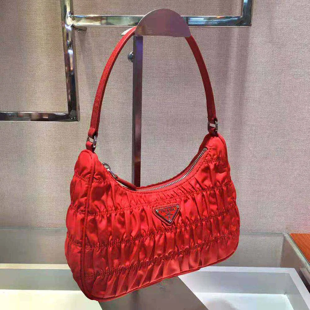 Prada Nylon and Saffiano Leather Mini Bag for Women in Red