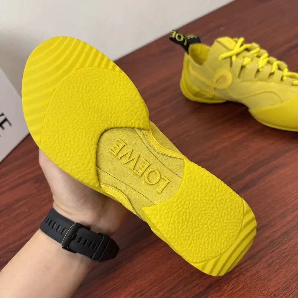 Loewe Grip Sneaker in Calfskin Suede for Unisex in Yellow
