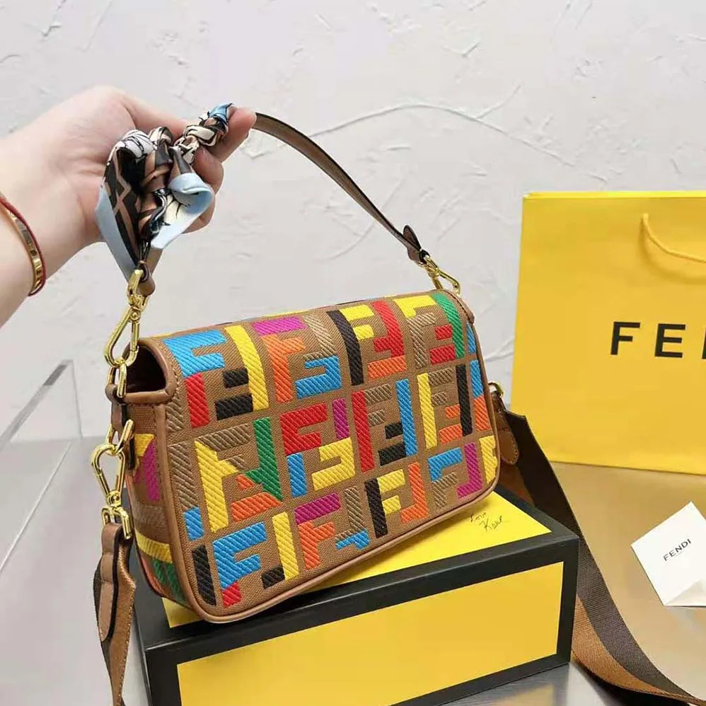 Fendi Baguette Multicolor FF Canvas Bag for Women
