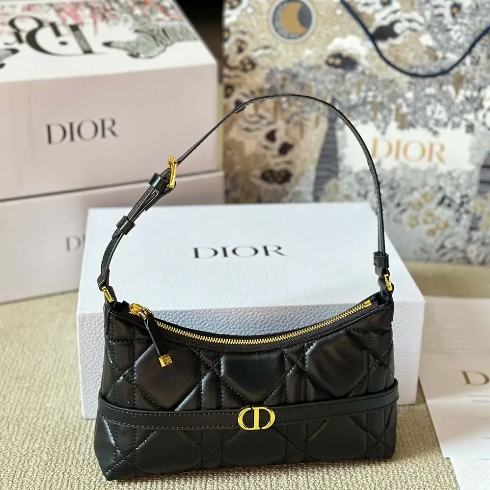 Dior Miss Caro Cigale Mini Bag Black Macrocannage Lambskin for Women