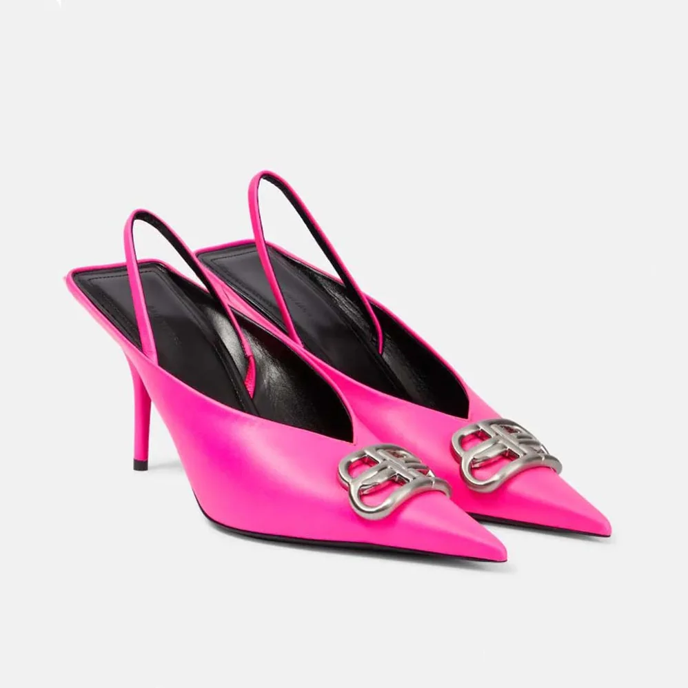 Balenciaga Square Knife BB Slingback Mules for Women in Pink Balenciaga Square Knife BB Slingback Mules for Women in Pink