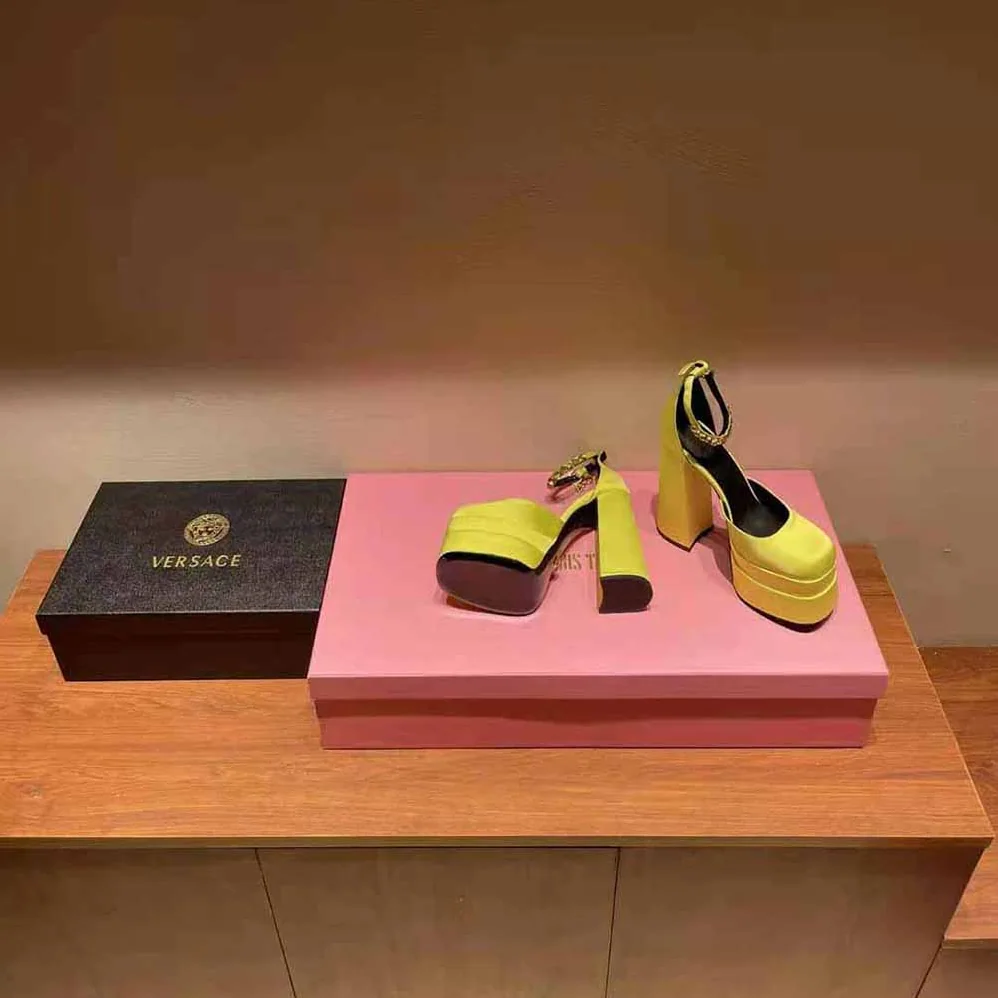 Versace Medusa Aevitas Platform Pumps for Women in Yellow