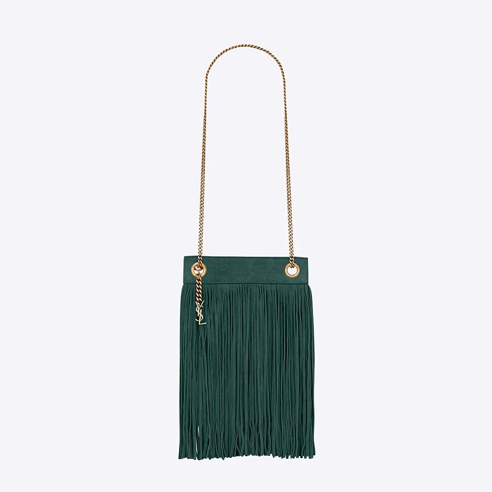 Saint Laurent YSL Grace Small Chain Bag in Suede for Women in Blue Saint Laurent YSL Grace Small Chain Bag in Suede for Women in Blue
