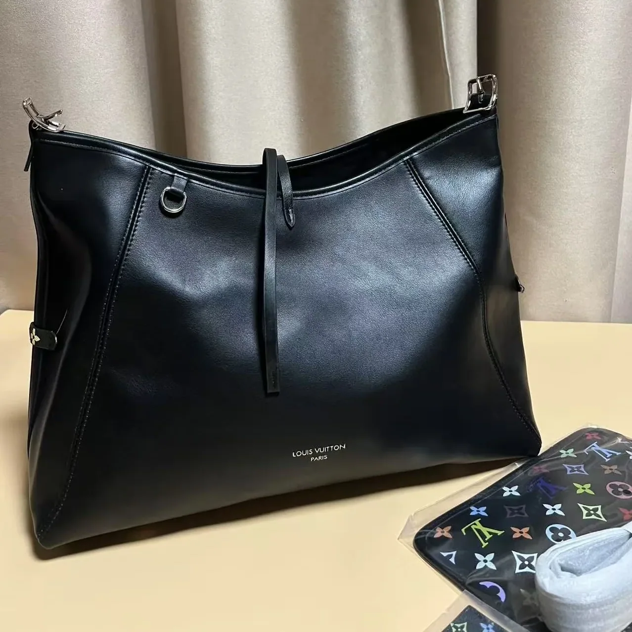 Louis Vuitton LV x TM CarryAll Vibe MM Shoulder Bag in Black Silver Hardware