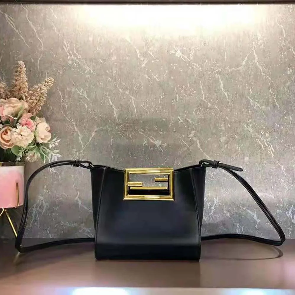 Fendi Way Small Made of Camellia-Colored Leather Bag for Women in Black Fendi Way Small Made of Camellia-Colored Leather Bag for Women in Black