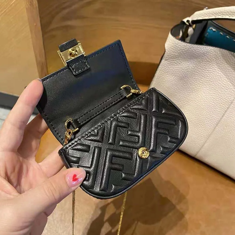Fendi Nano Baguette Charm Black Nappa Leather Charm for Women