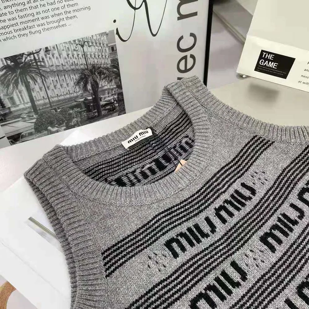 Miu Miu Cashmere Dress with Intarsia-Knit Logo for Women in Gray