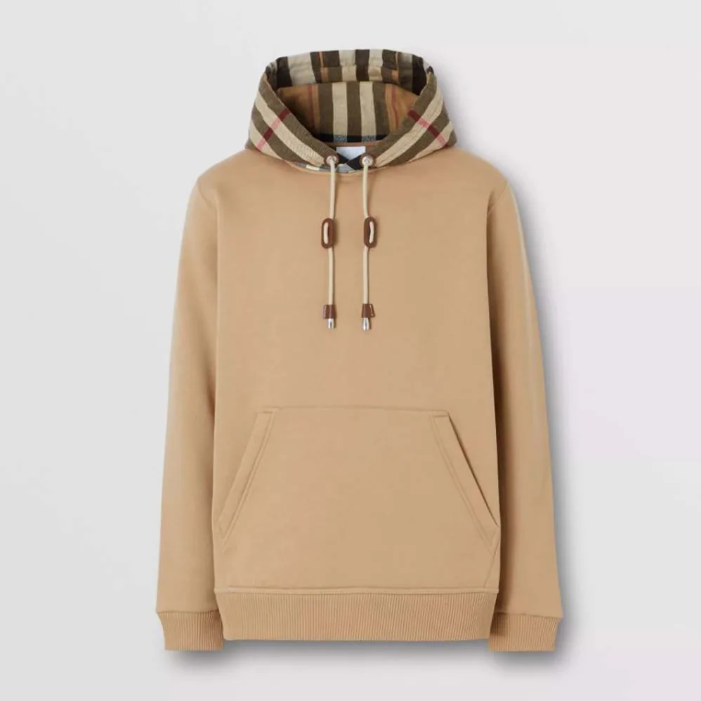 Burberry Check Hood Cotton Blend Hoodie for Men in Brown Burberry Check Hood Cotton Blend Hoodie for Men in Brown