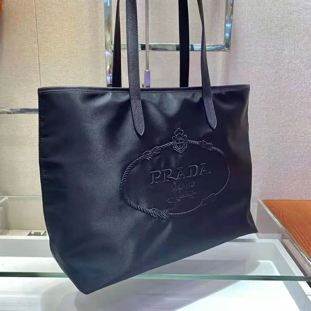 Prada Nylon Tote with Embroidered Logo for Women