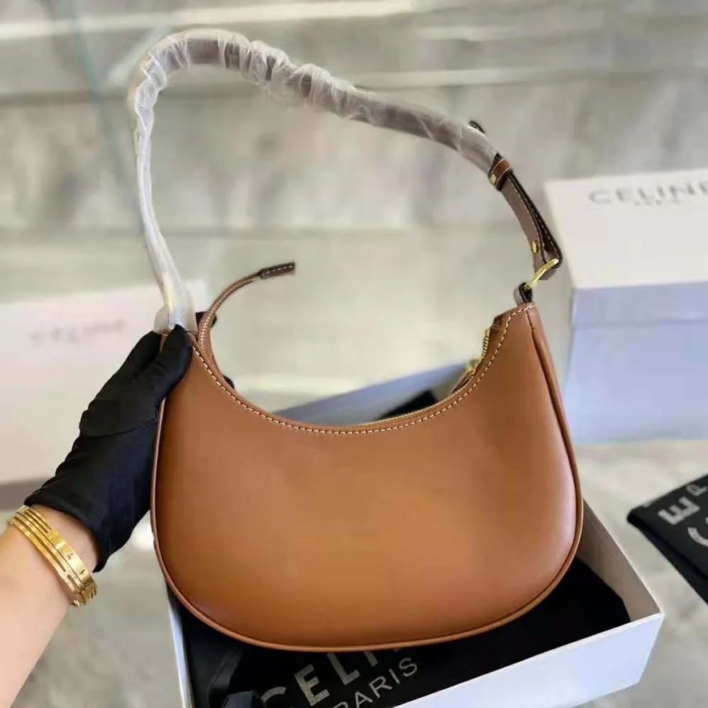 Celine Ava Bag in Smooth Calfskin with Triomphe Embroidery for Women