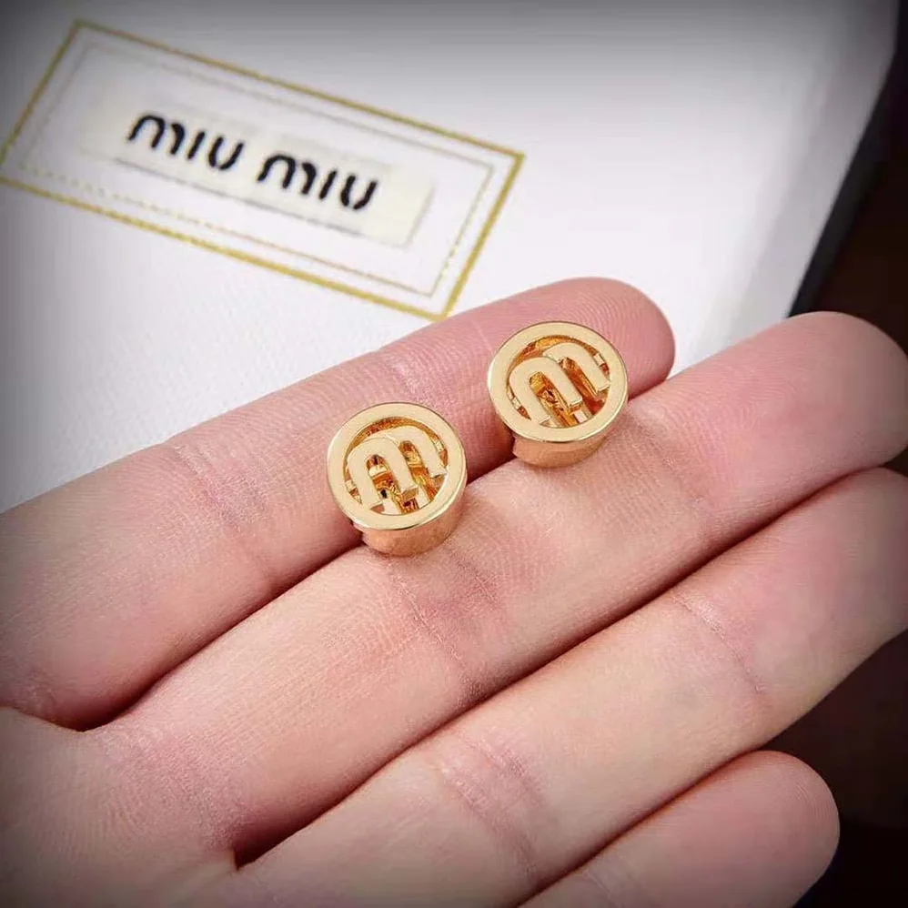 Miu Miu Metal Earrings Logo lasered on the Back for Women Miu Miu Metal Earrings Logo lasered on the Back for Women